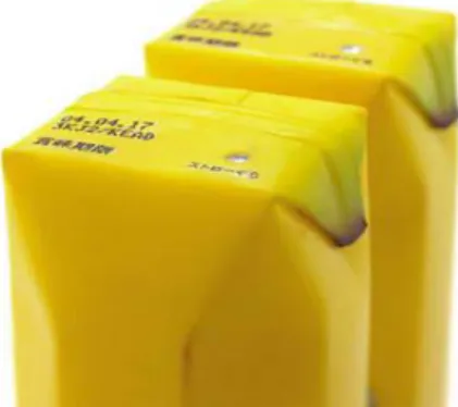 Figure 4. Metonymic  relationship between container  and content: a banana juice  packaging (designed by Naoto  Fukasawa)