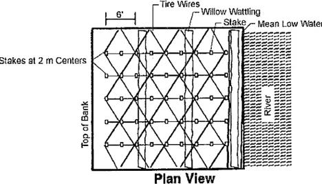 FIGURA  2-14.  Vista  en  Planta  que muestra la  configuración  del colchón  de  ramas; 