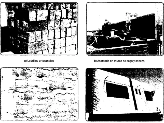Figura 1.2.3.a.  Ladrillo artesanal en  muro de albañilería 
