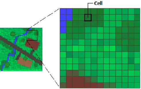 Figure 2.1: Representation of a scanned map with a raster dataset.