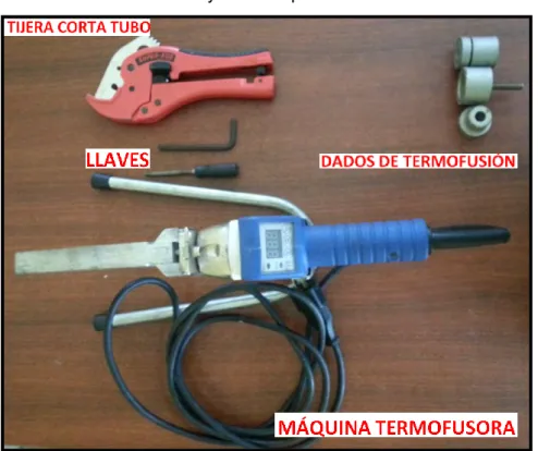 Figura n°12: Equipo de termofusión de 800 watts y  accesorios para la termofusión 