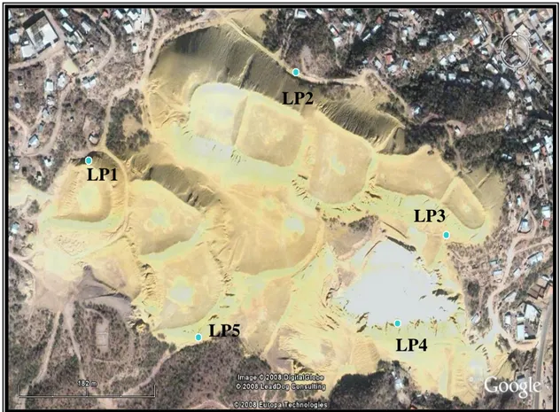 Figura 24.-  Ubicación en la imagen satelital de las estaciones de muestreo. 
