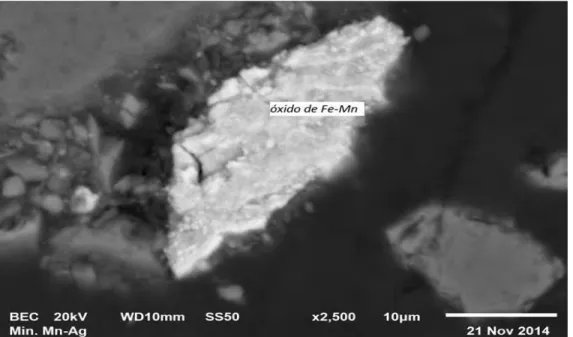 Figura 13.  Micrografía correspondiente a un oxido de manganeso con alto  contenido de Fe 