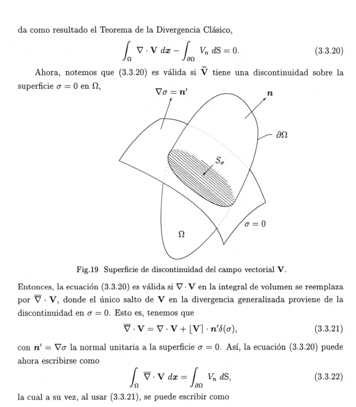 Fig. 19 Superficie de discontinuidad del campo vectorial V. 