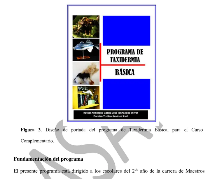 Figura  3.  Diseño  de  portada  del  programa  de  Taxidermia  Básica,  para  el  Curso  Complementario