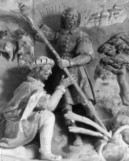 Fig. 4. Boadilla de Rioseco (Palencia). Ermita de Nuestra Señora del Amparo. Relieve del ático del retablo mayor
