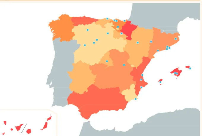 Mapa de Comunidades Autónomas con presencia de EME 