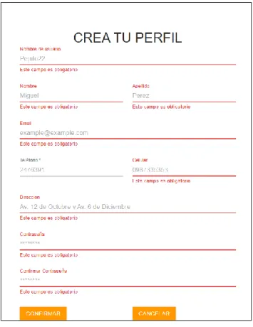 Fig. 15: Validación de capos registro (Usuario cliente) 