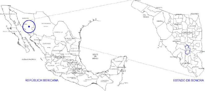Mapa 1. Ubicación de la cuenca del Río Tecoripa en el Estado de Sonora. 