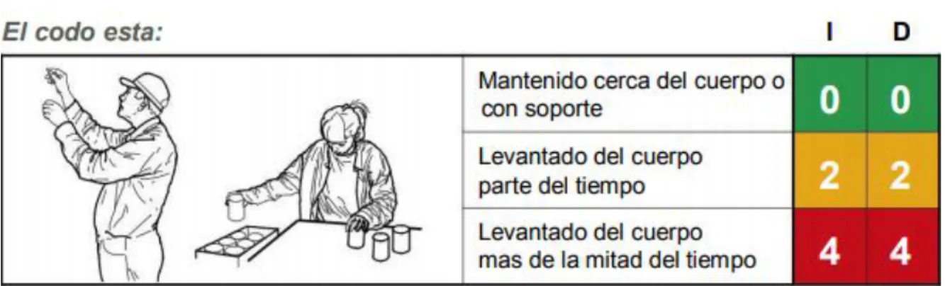 Tabla 11. Postura de brazos.
