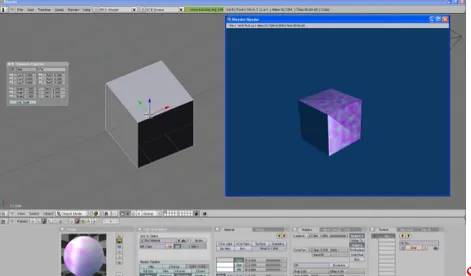 Figura 54 Ejemplo de un Cubo-Seccionado generada en Blender mediante Modelado con Texturas (usando objeto  Cube con una textura Stucci y canal Alpha activo)