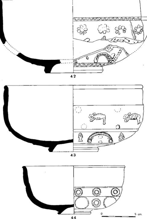 Fig. 8.—Vasos de formas decoradas de sigillata hispánica, Cartuja (Granada).