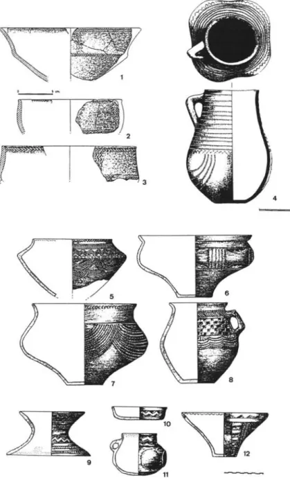 Fig. 2. Cerámicas decoradas de Protocogotas/Cogotas I: 1-3. Carrávilas (Barromán, Ávila);
