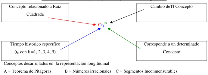 Tabla 3: Nomenclatura utilizada para la representación longitudinal 