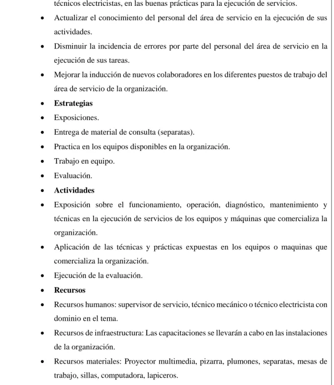 Ilustración 26: Programa de capacitación interna 