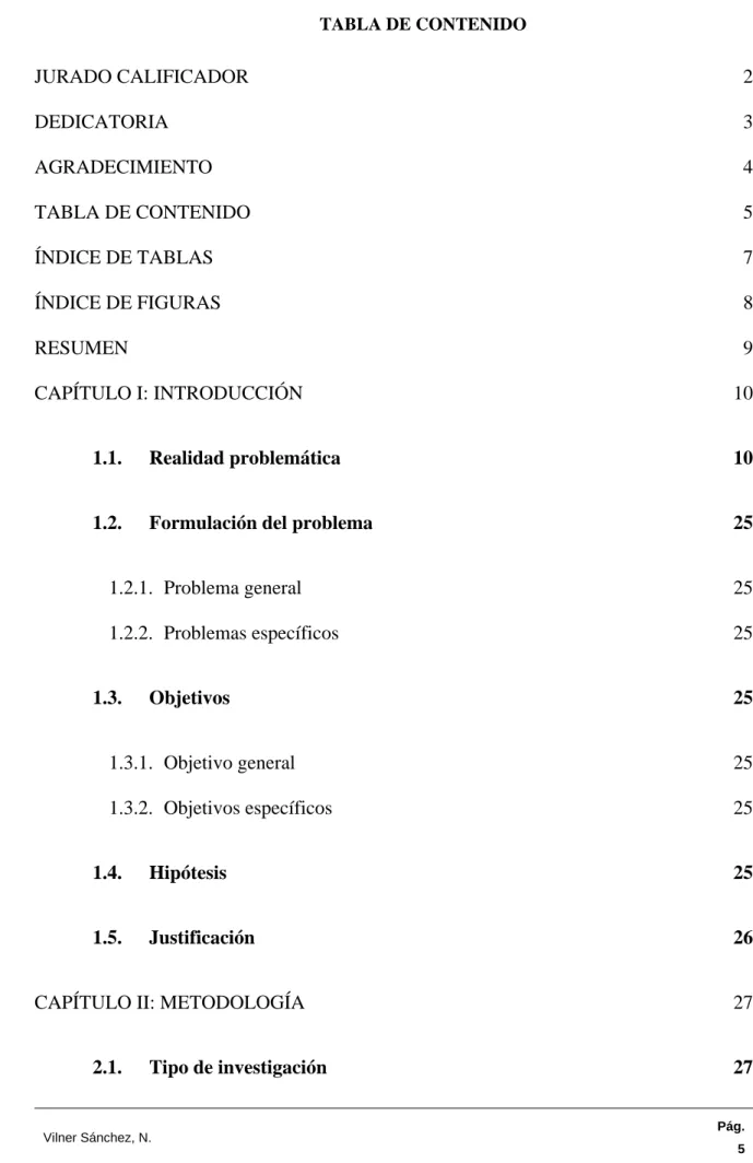 TABLA DE CONTENIDO 