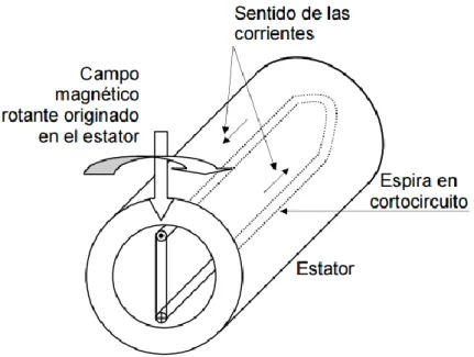 Fig. 6. Circulación de corrientes con la espira en cortocircuito 