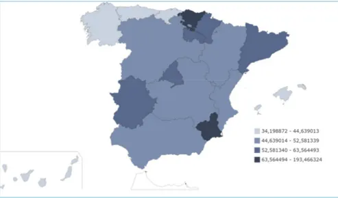 Ilustración nº 3.: Datos de la fertilidad de mujeres de nacionalidad española en el año  2016