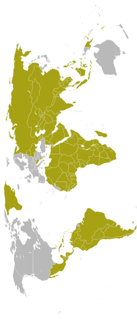 Mapa 5.6. Países beneficiarios del Régimen general durante el período 1999-2001 Fuente: Elaboración propia a partir del Anexo III Reglamento (CE) nº 2820/98 del Consejo de 21 de diciembre de 1998, y sus modificaciones posteriores