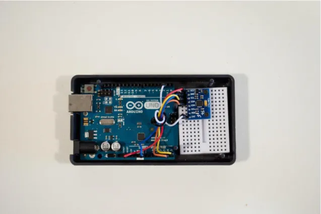 Figura 31. Conexión sensor – microcontrolador en el dispositivo construido 