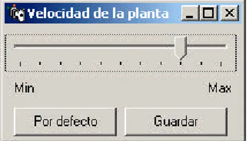 Figura 4.5: Ventana de selección de la velocidad de la planta
