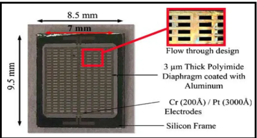 Figure 4: Design of a polyimide based stack of microfabricated preconcentrator plates [48]