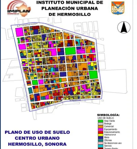 Figura 2.1 Usos de suelo Centro de Hermosillo. 