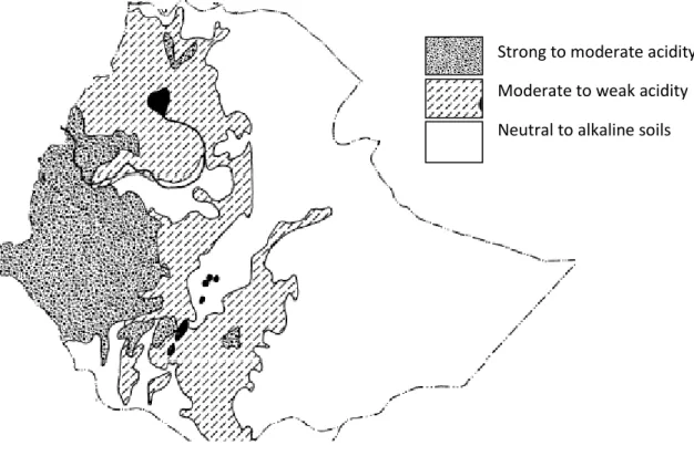 Figure 4 Soil acidity map of Ethiopia. Source: Schlede (1989) 