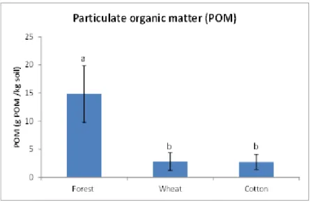 Figure  10.  Type  of  management  effects  on  particulate  organic  matter  (POM)  (g/kg  of  soil),  and  the  standard  deviations