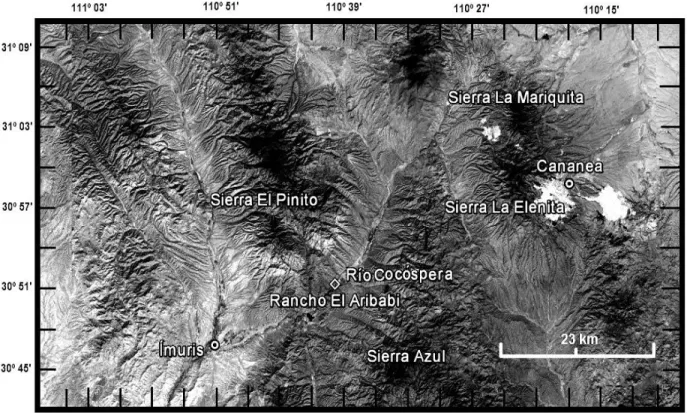 Figura 4. Localización del rancho El Aribabi (30°51’21.99’’N, 110°39’53.99’’O). Fuente: 