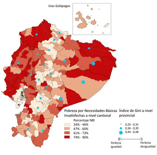 Gráfico 17. Pobreza por Necesidades Básicas (NBI) y coeficiente de Gini por provincia