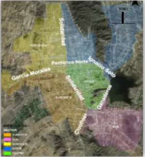 Fig. 1.15 Sectores de Hermosillo. Sin escala. 