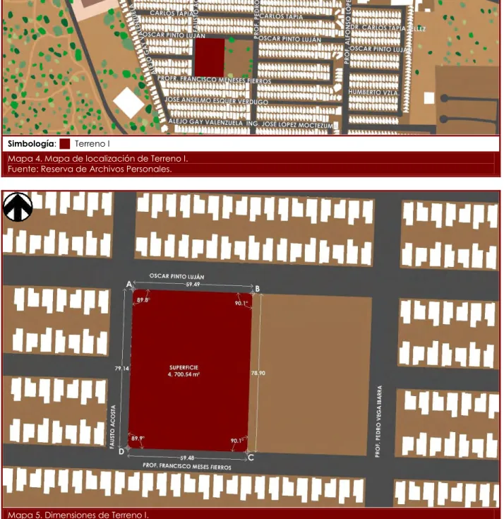 Mapa 5. Dimensiones de Terreno I.  