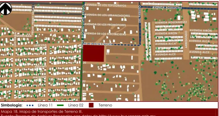 Mapa 19. Mapa de equipamiento de Terreno I.  