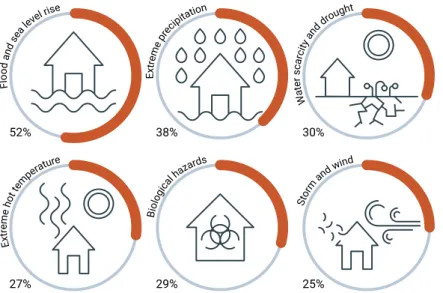 Fig 3:  Top climate hazards affecting entities by percentages