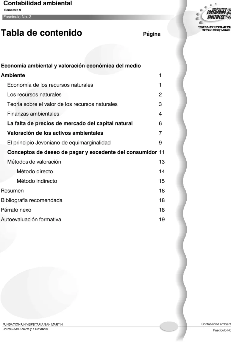 Tabla de contenido Página 