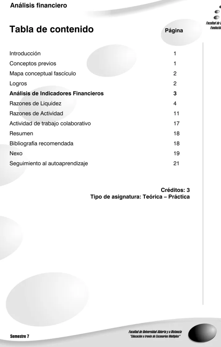 Tabla de contenido      Página 