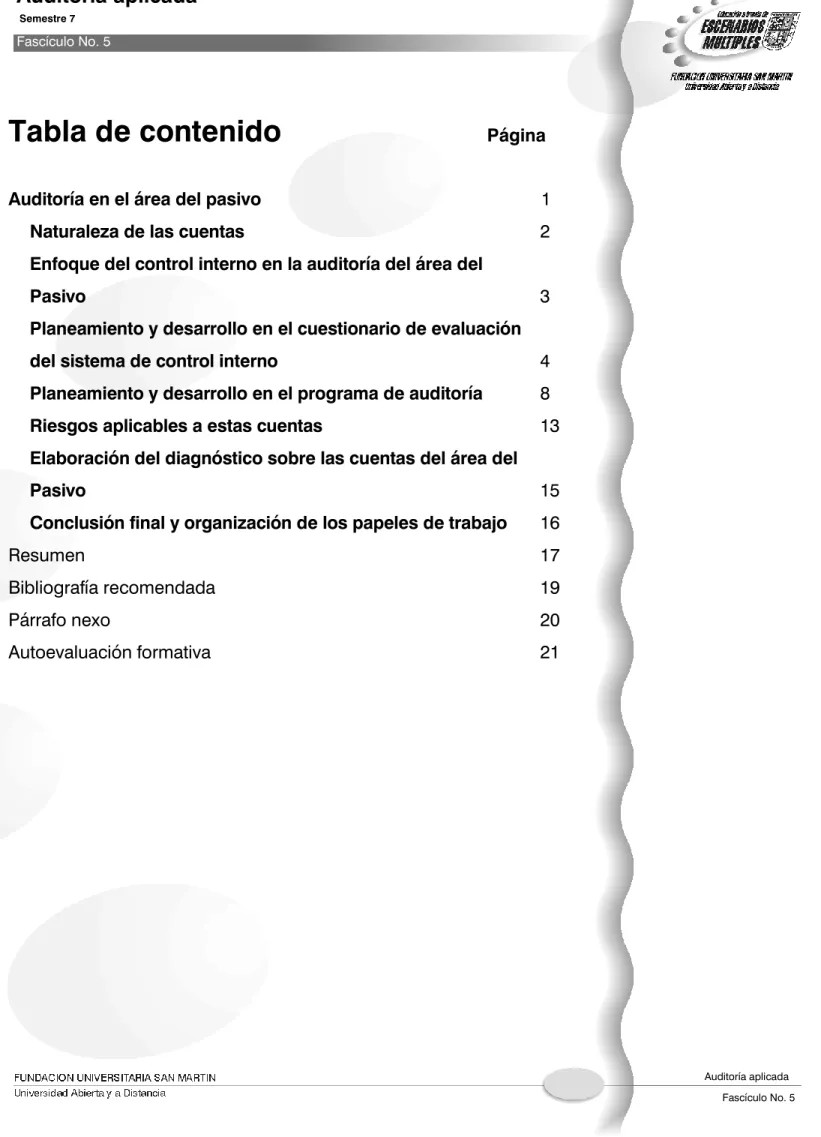 Tabla de contenido Página 