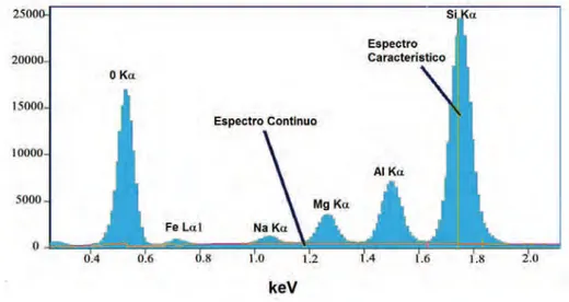 Figura 3.11 Espectro de EDS característico de una muestra   que contiene varios elementos [91]