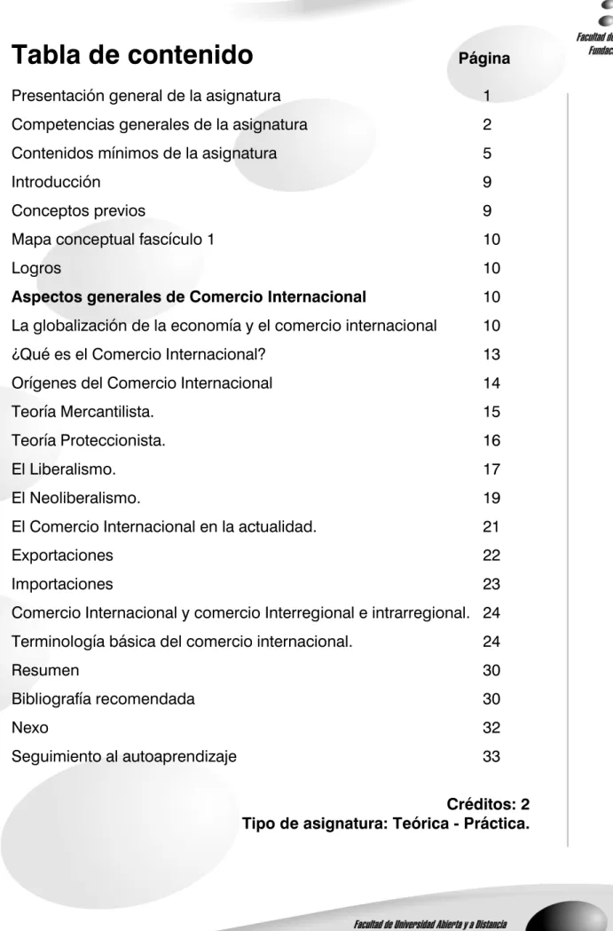 Tabla de contenido      Página 