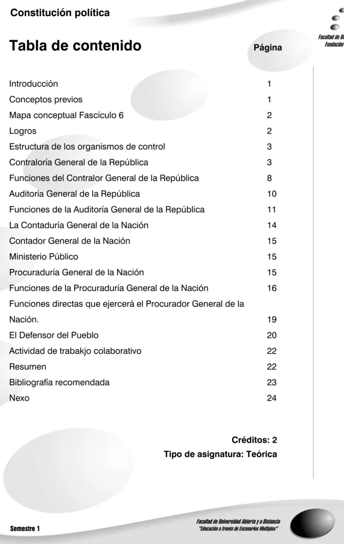 Tabla de contenido      Página 