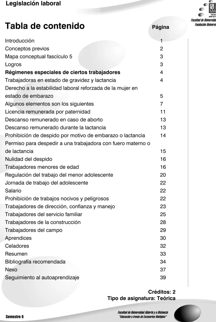 Tabla de contenido      Página 