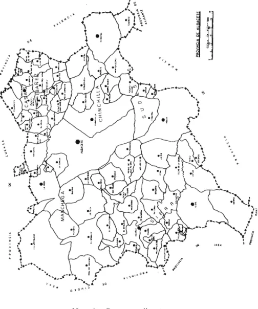 Mapa 1. Comarcas albacetenses. 