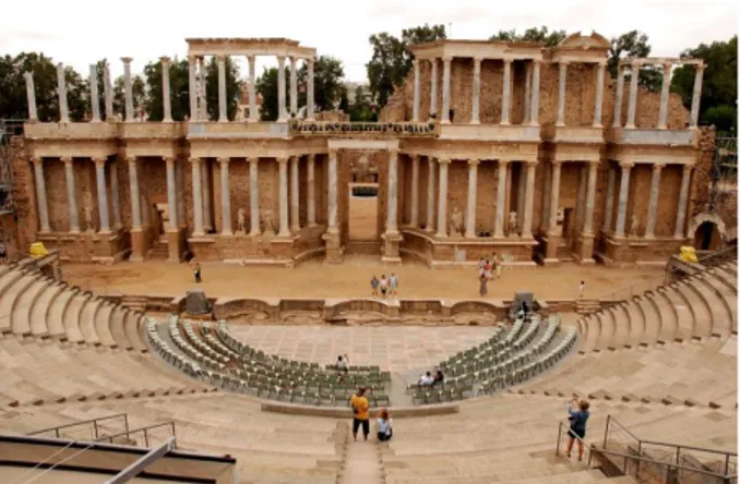 Figura 1.14. Viasta aérea de Teatro y Anfiteatro de  Mérida. Fuente: Google Earth, 2011