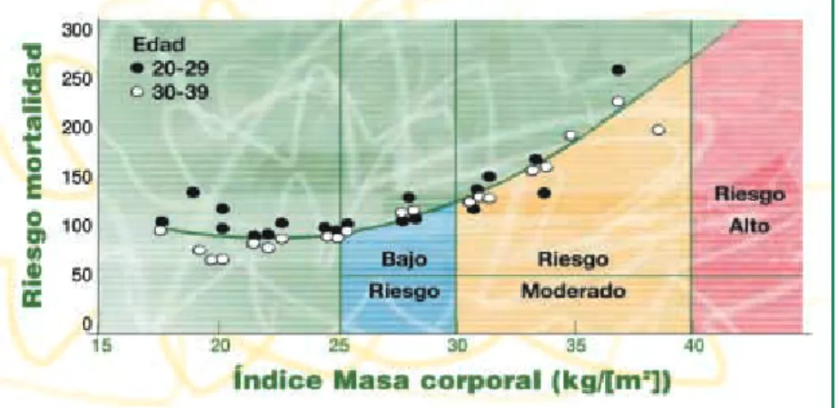 Figura 3. Exceso de mortalidad en relación al IMC.