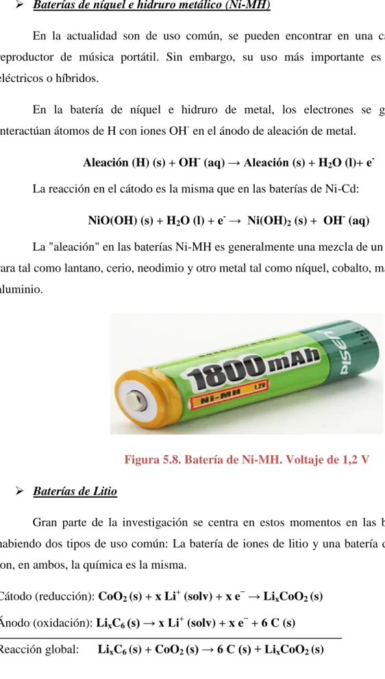 Figura 5.8. Batería de Ni-MH. Voltaje de 1,2 V 