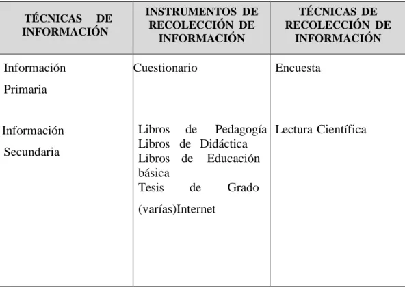 Cuadro 4: Plan de Recolección de la Información. 