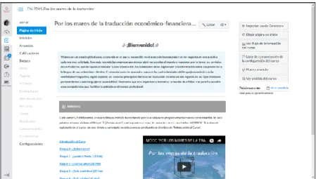 Figura 6. Implementación del MOOC diseñado en la plataforma CANVAS