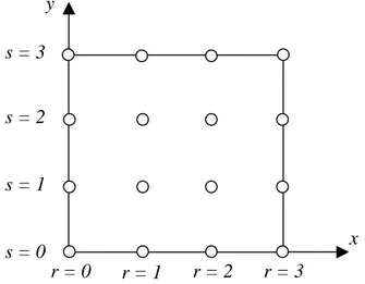 Figura 8.  Elemento rectangular con interpolación Lagrangiana.