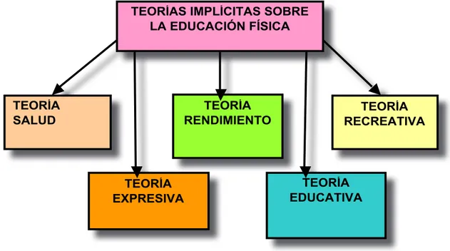 Figura 2: Teorías implícitas sobre la E.F. por parte del profesorado de E.F. (Delgado y Zurita, 2002).